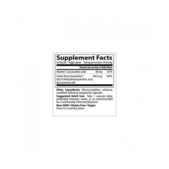 Fully Active Folate with Quatrefolic 400 mcg 90 Veggie Capsules Fully Active Folate with Quatrefolic 400 mcg 90 Veggie Capsules