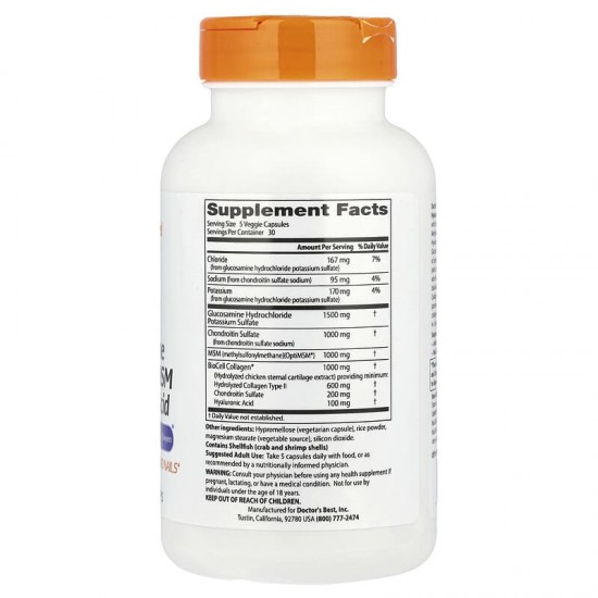 Glucosamine Chondroitin MSM + Hyaluronic Acid 150 капсули | Doctor's Best Glucosamine Chondroitin MSM + Hyaluronic Acid 150 капсули | Doctor's Best