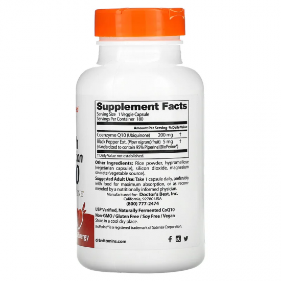 High Absorption CoQ10 with BioPerine 200 mg 180 Veggie Capsules High Absorption CoQ10 with BioPerine 200 mg 180 Veggie Capsules