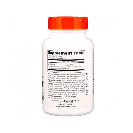 Sustained Plus Immediate Release L-Arginine 500 mg 120 Tablets Sustained Plus Immediate Release L-Arginine 500 mg 120 Tablets
