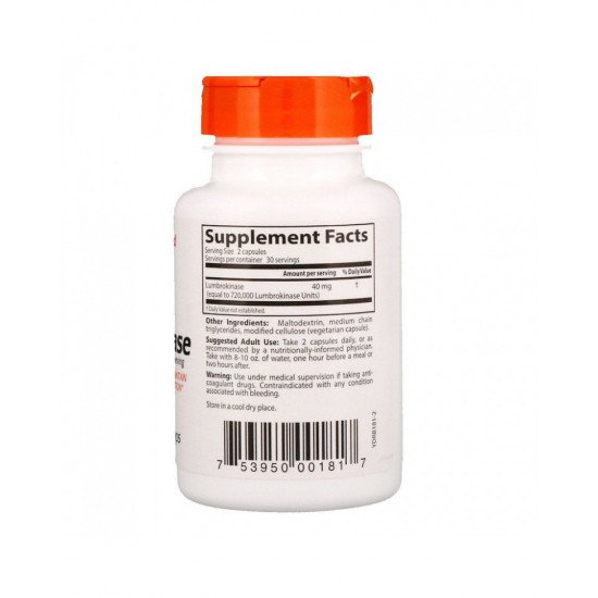 Lumbrokinase 20 mg 60 Veggie Capsules Lumbrokinase 20 mg 60 Veggie Capsules